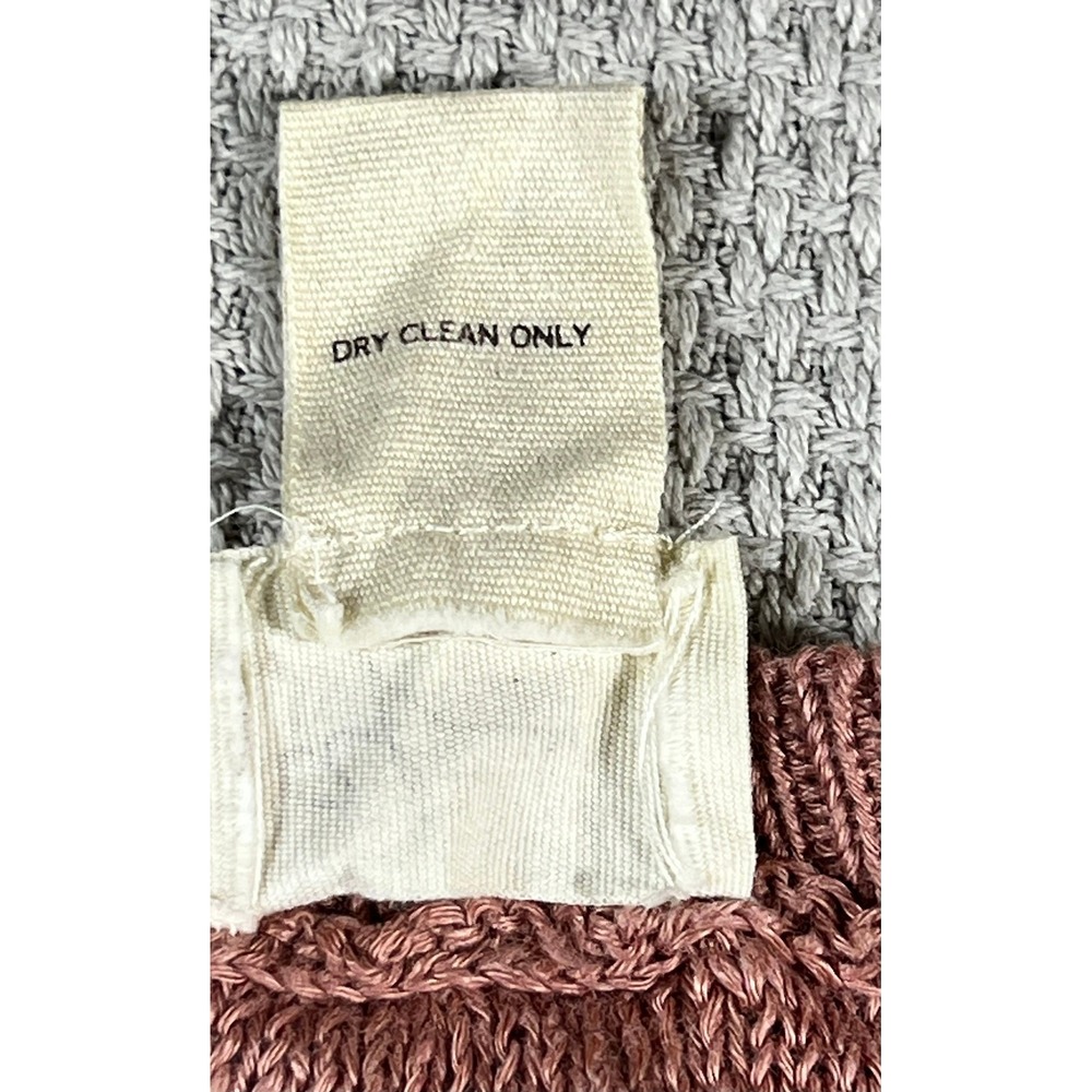 Andrea Jovine Womens Pink 100% Linen Short Sleeve Textured Knit Sweater SZ Small - Picture 7 of 8